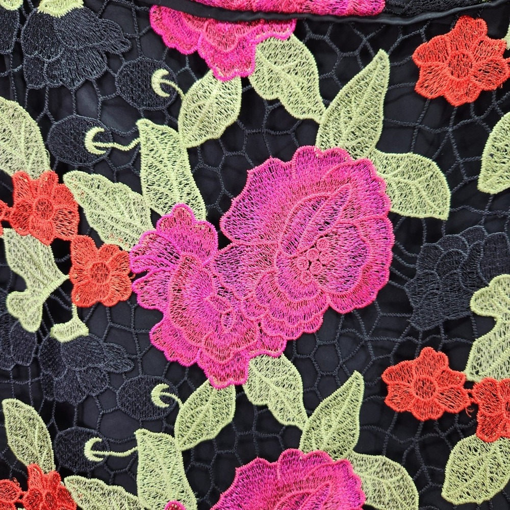 Sam Edelman Black Cherry Strapless Mini Dress Floral Embroidered Size 8 Party - Picture 3 of 8